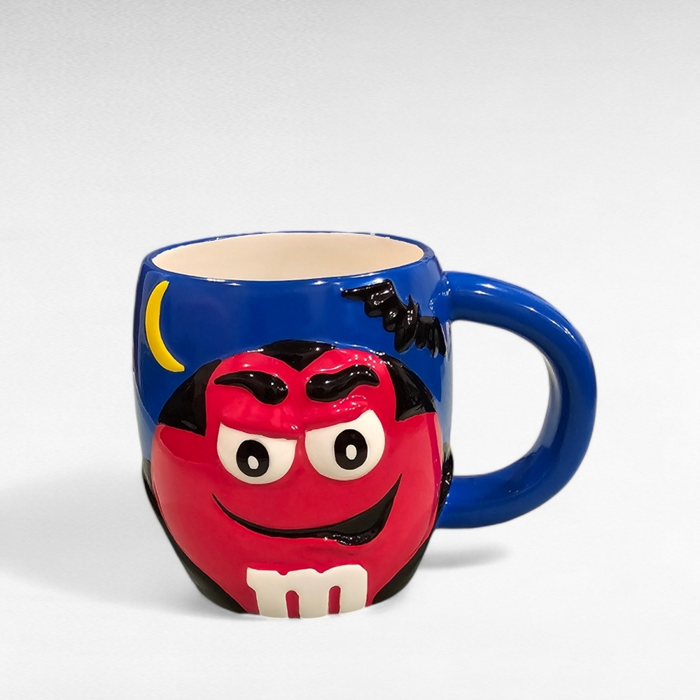 M&M Red Vampire Blue Coffee Cup Mug 3D Halloween